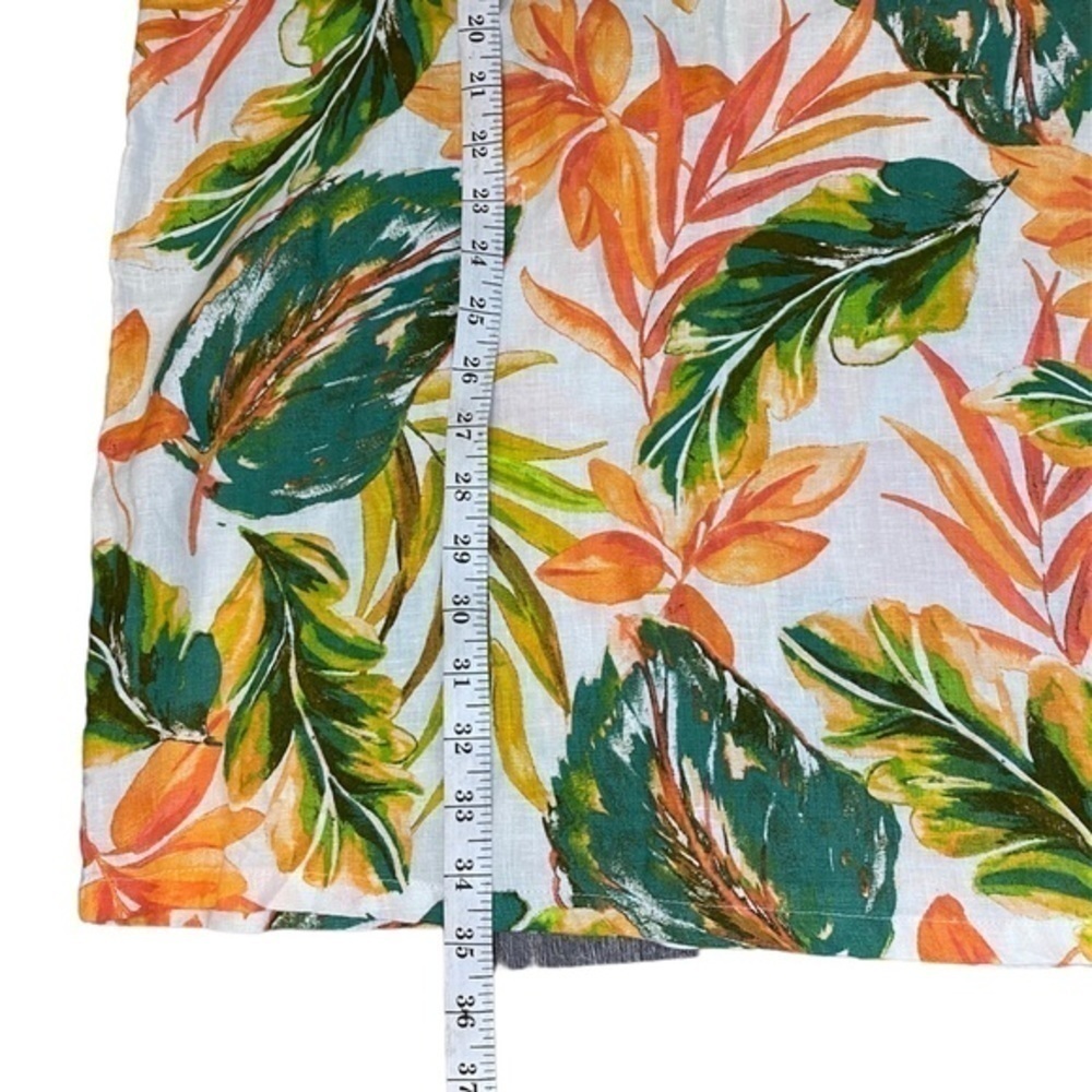 NWT Linen Nicole Miller | Tropical Floral Print V-Neck Shift Mini Dress - Picture 5 of 8